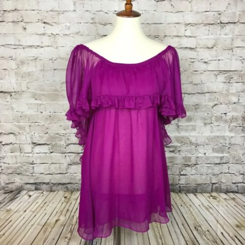 FREE PEOPLE Off Shoulder Ruffle Cape Dress EUC sz S/M